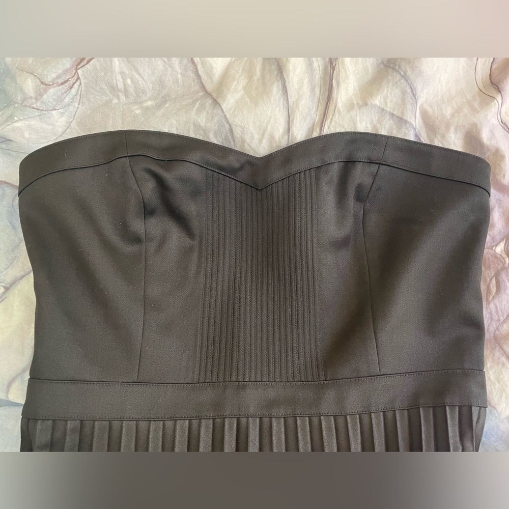 RARE J Crew Black Strapless Virgin Wool Tuxedo Midi Dress, Size 10 - Picture 3 of 4